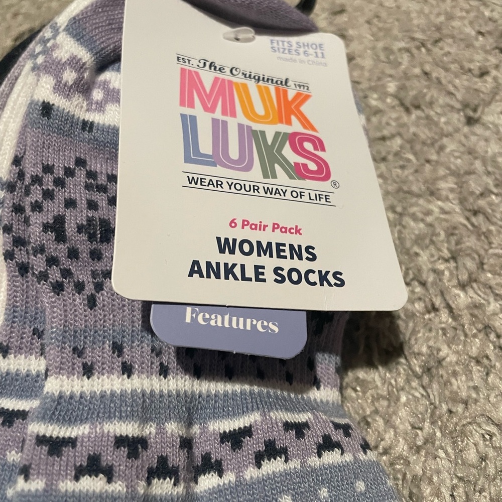 Muk Luks Ankle Socks Purple Collection - Picture 2 of 2